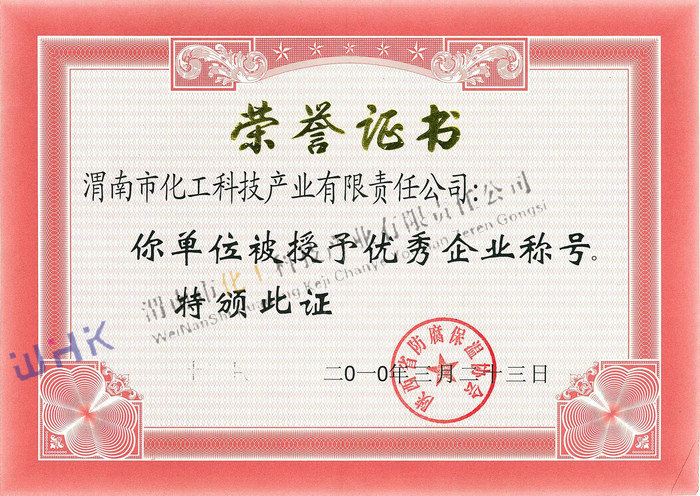 優(yōu)秀企業(yè)證書 優(yōu)秀企業(yè)證書